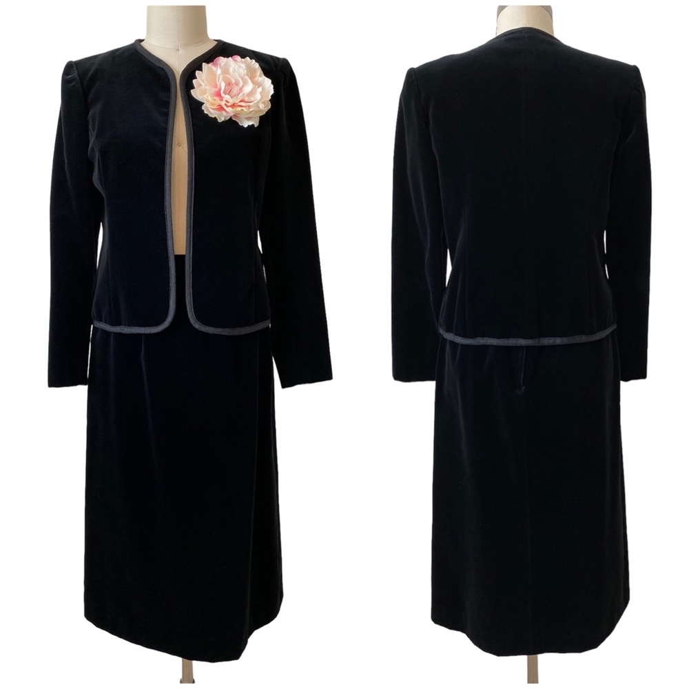Vintage 70’s/80’s Velvet Black Skirt & Jacket Set